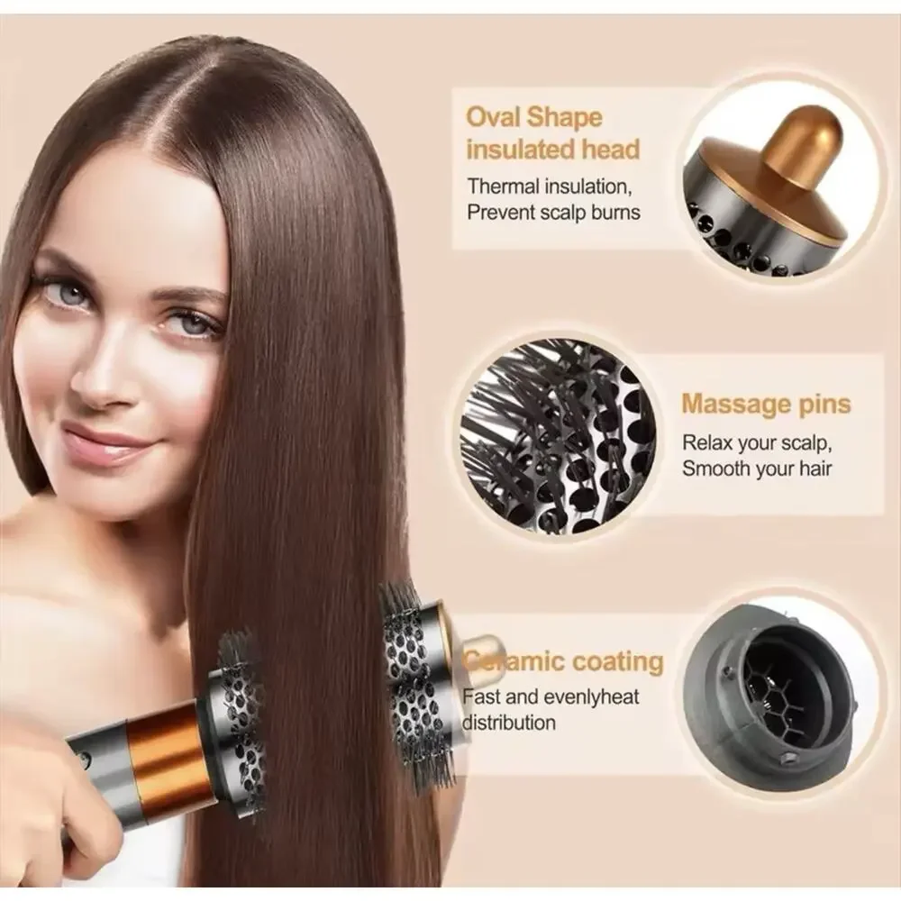 Attachment for Dyson Airwrap LARGE Round Volumizing Brush for HS01 / HS05 Gold